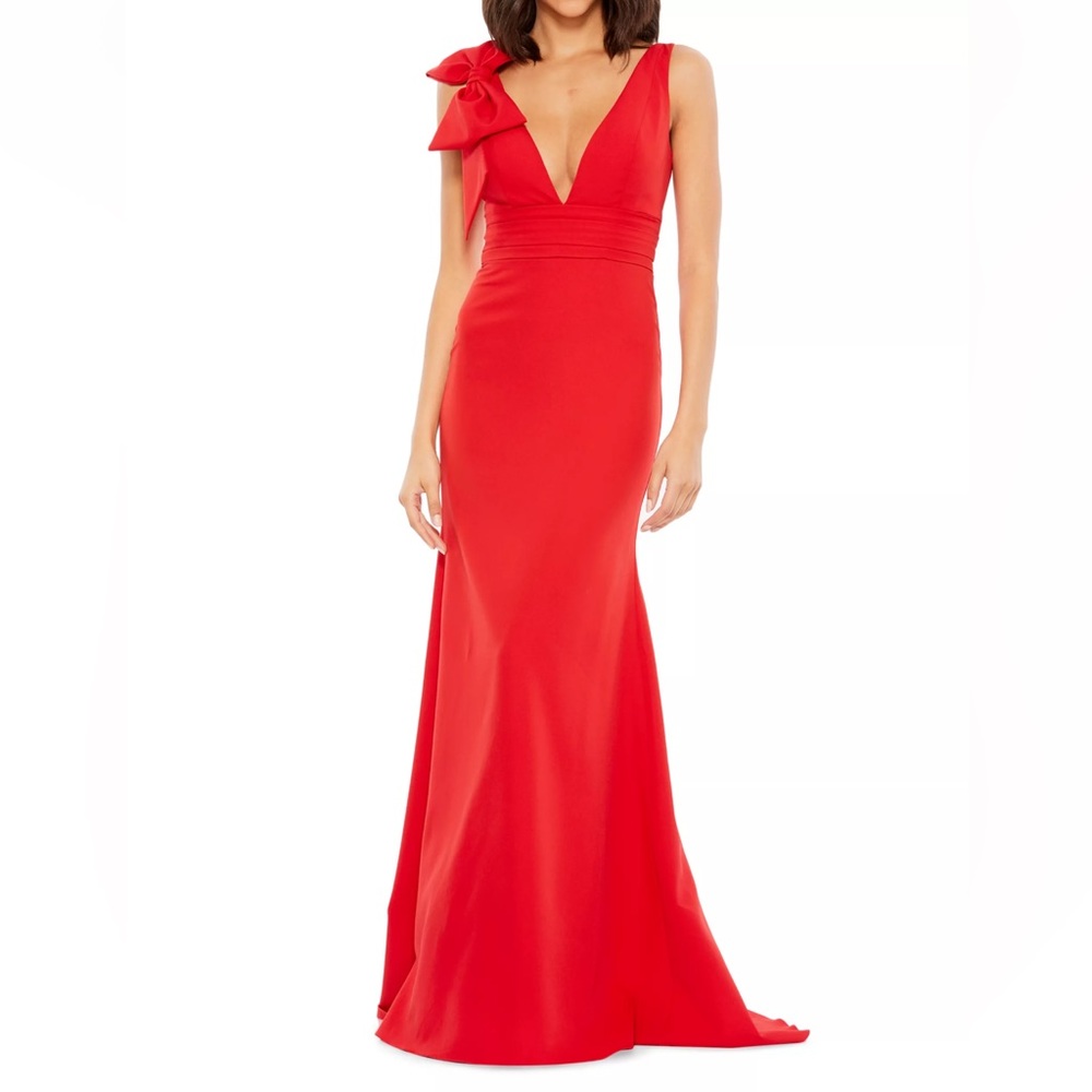 MacDuggal Red Bow A-line Gown